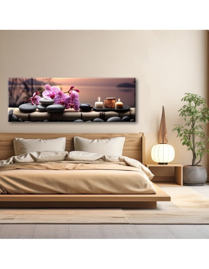 Canvas print for the wall - Pink zen orchids | FEEBY