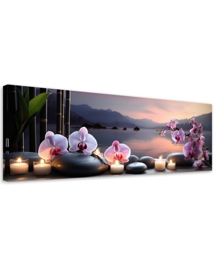 Modern wall painting - Oriental stones and orchids | FEEBY