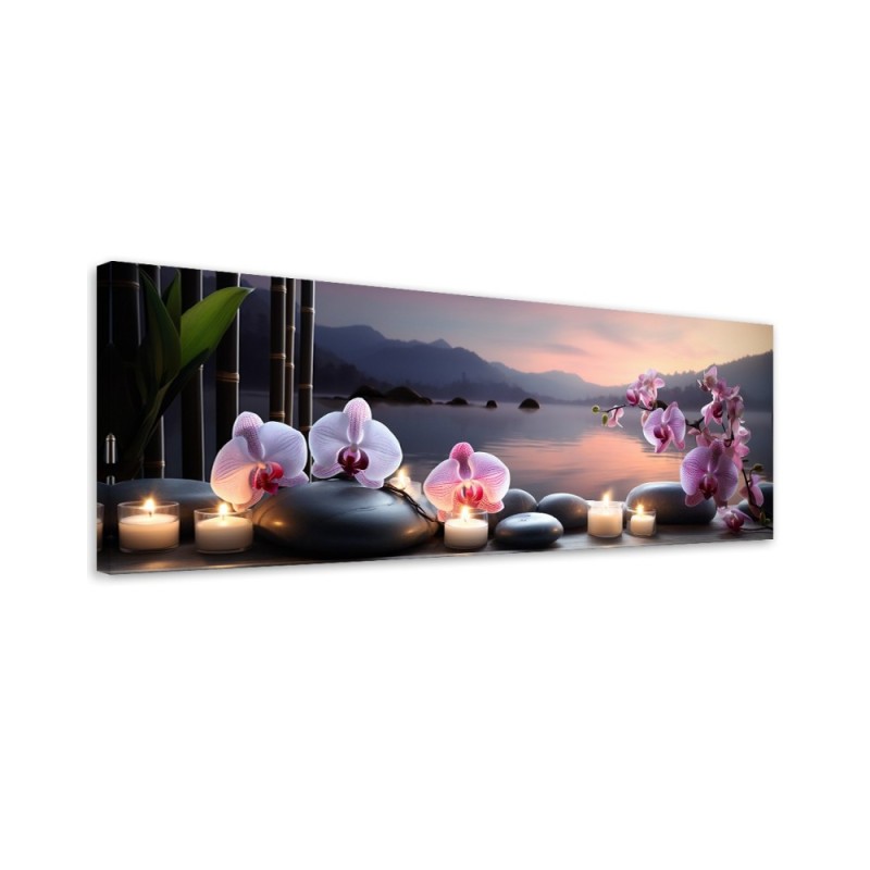 Modern wall painting - Oriental stones and orchids | FEEBY