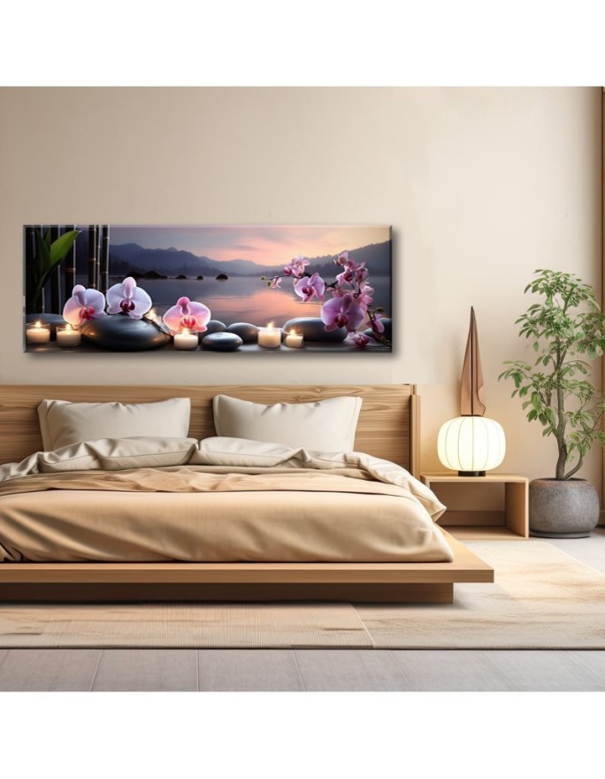 Modern wall painting - Oriental stones and orchids | FEEBY