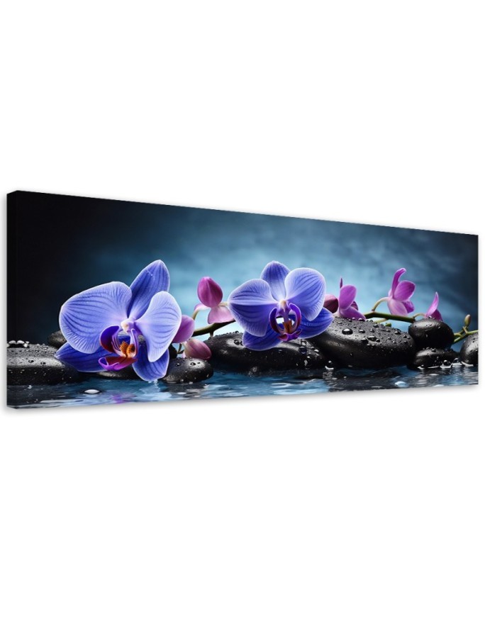 Wall painting for living room - Blue Zen Orchid | FEEBY