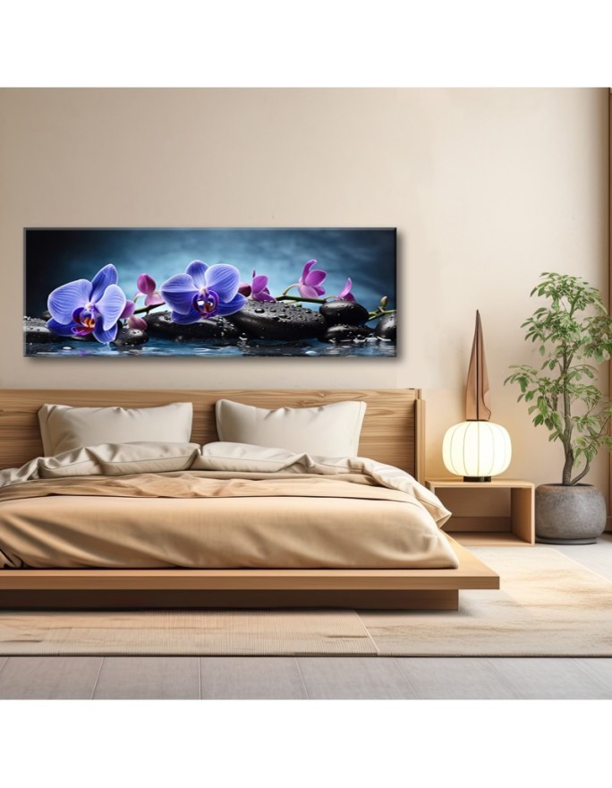 Wall painting for living room - Blue Zen Orchid | FEEBY