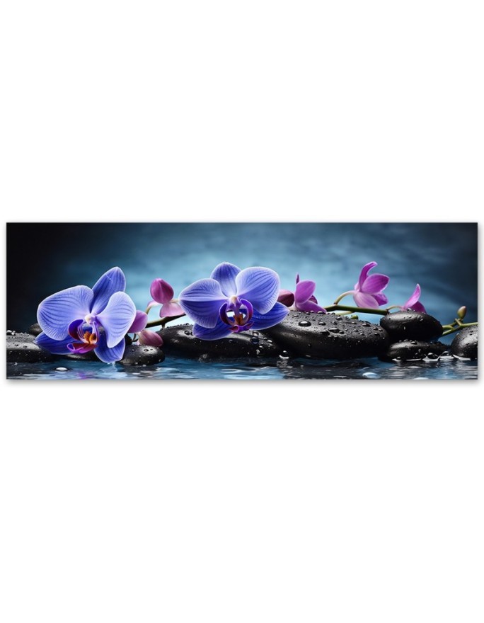 Wall painting for living room - Blue Zen Orchid | FEEBY