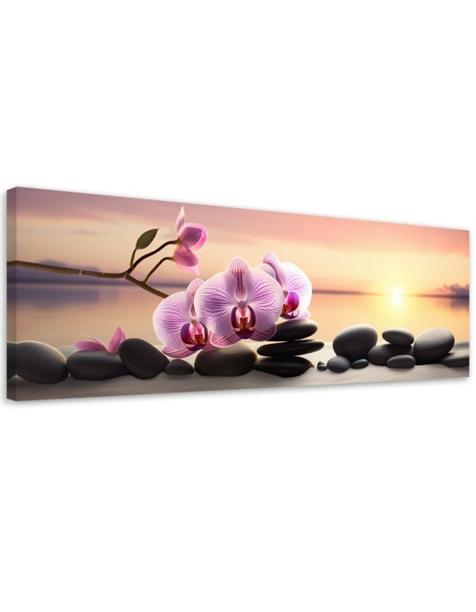 Decorative painting - Rose orchid and zen stones | FEEBY
