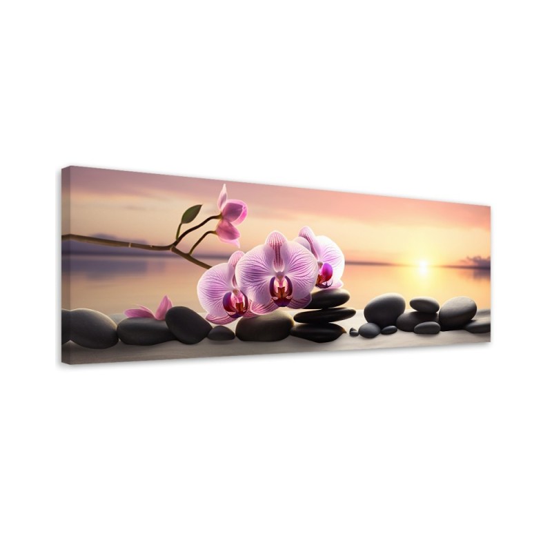 Decorative painting - Rose orchid and zen stones | FEEBY