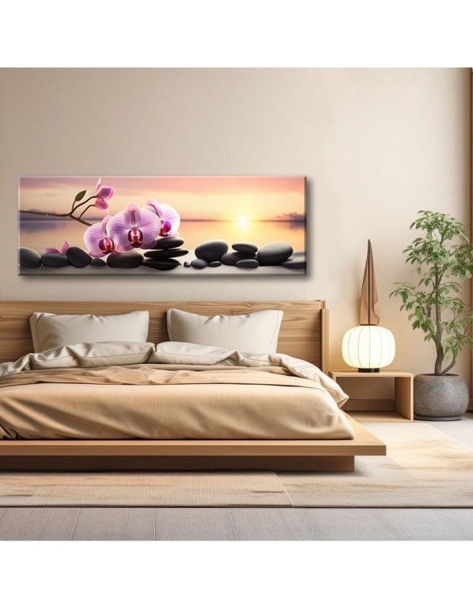 Decorative painting - Rose orchid and zen stones | FEEBY