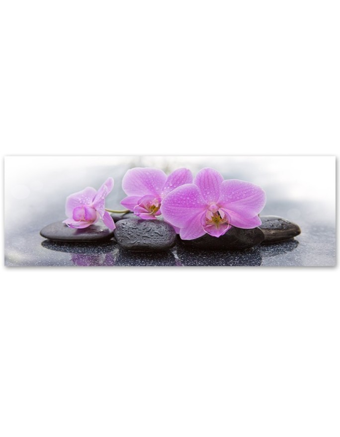 Decorative painting for wall - Pink orchids and stones | FEEBY