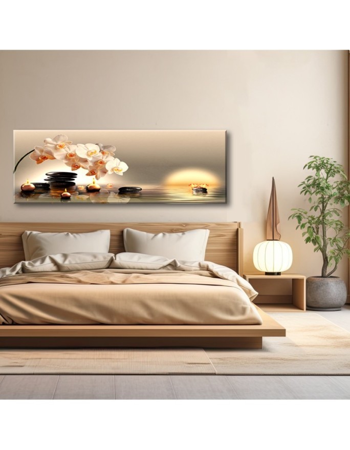 Canvas print for the bedroom - Zen Flower Water Stones | FEEBY