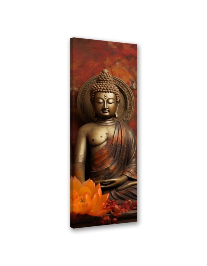 Canvas print for the wall - Meditating Buddha and flowers | FEEBY