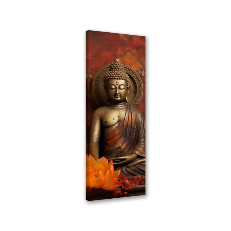 Canvas print for the wall - Meditating Buddha and flowers | FEEBY