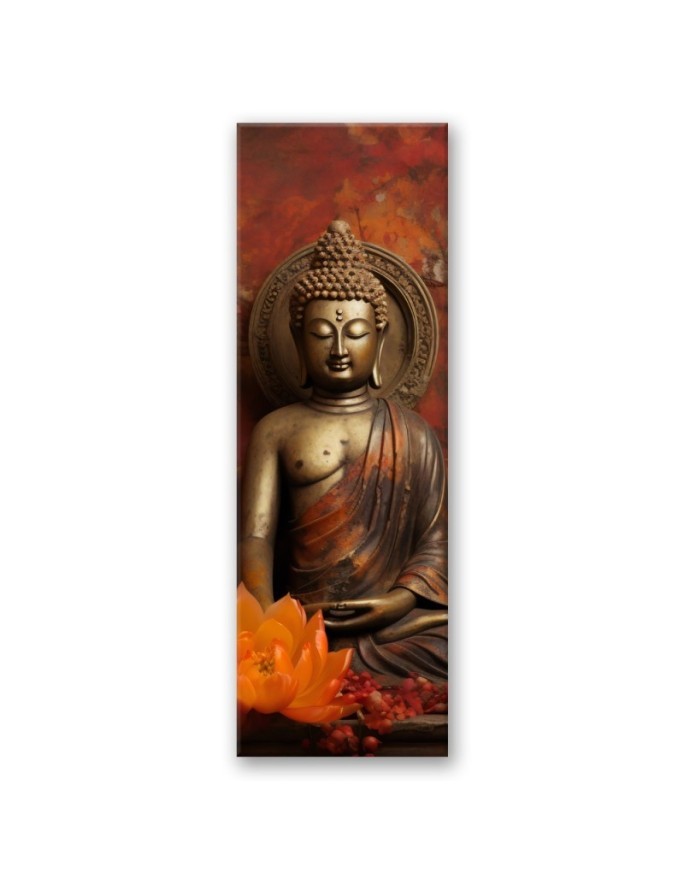 Canvas print for the wall - Meditating Buddha and flowers | FEEBY