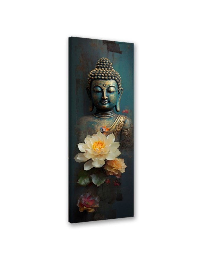Bedroom wall painting - Buddha and zen flowers | FEEBY
