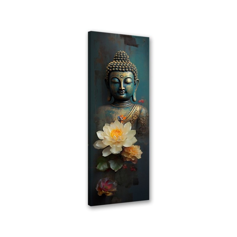 Bedroom wall painting - Buddha and zen flowers | FEEBY