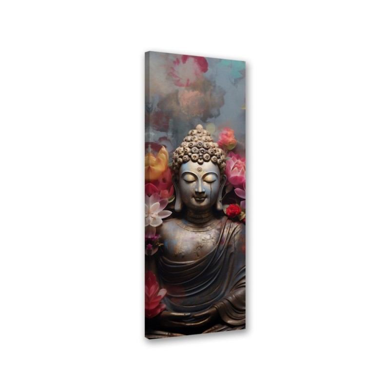 Canvas print for room - Buddha statue with flowers | FEEBY