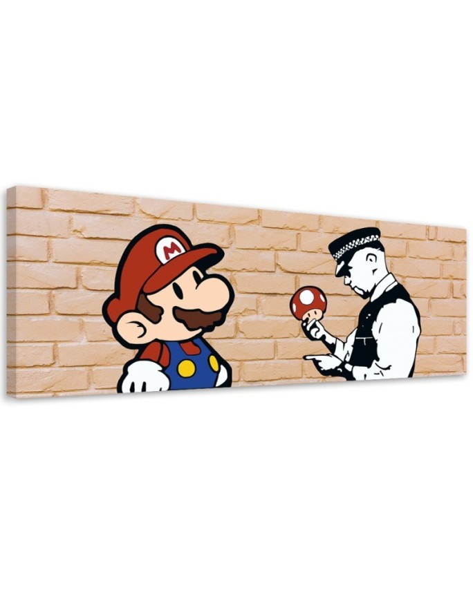 Modern canvas print - Banksy Mario and the Policeman | FEEBY