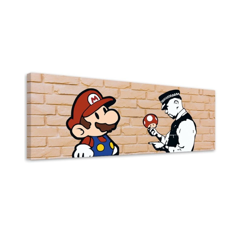 Modern canvas print - Banksy Mario and the Policeman | FEEBY