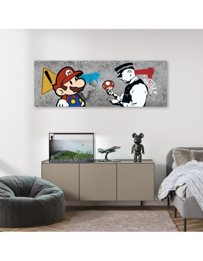 Canvas painting - Banksy Mario and the Policeman | FEEBY