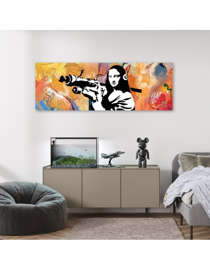 Modern canvas painting - Banksy Mona Lisa and the Bazooka | FEEBY