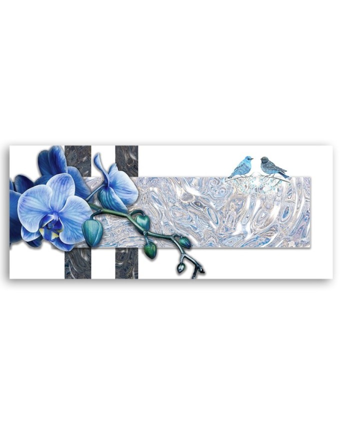 Bedroom wall painting - Blue orchid | FEEBY