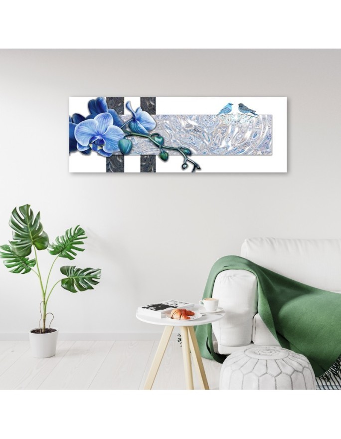Bedroom wall painting - Blue orchid | FEEBY