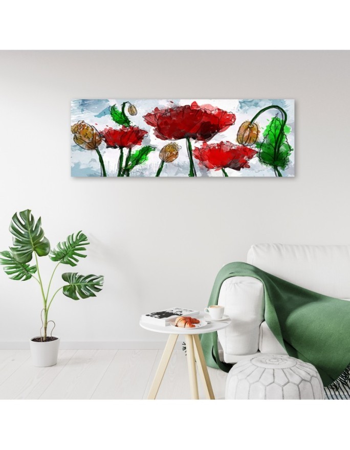 Canvas print for room - Painted abstract flowers | FEEBY