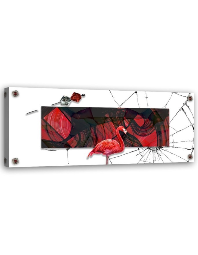 Wall canvas print - Red flamingo on glass background | FEEBY