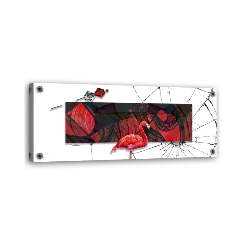 Wall canvas print - Red flamingo on glass background | FEEBY
