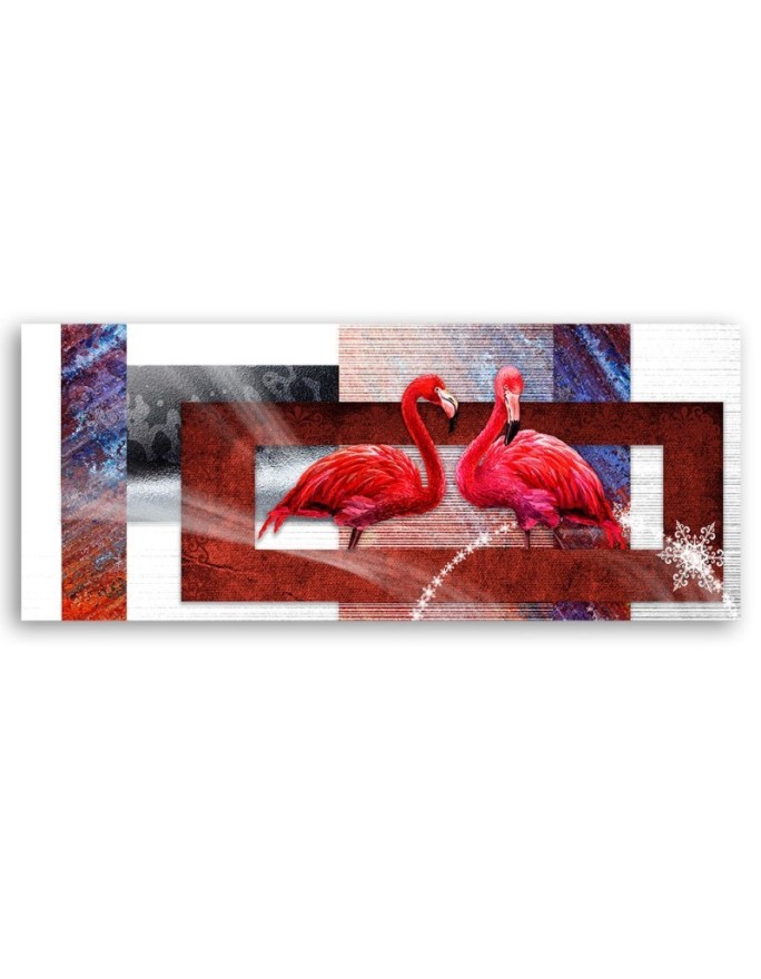 Canvas print for the wall - Two red flamingos | FEEBY