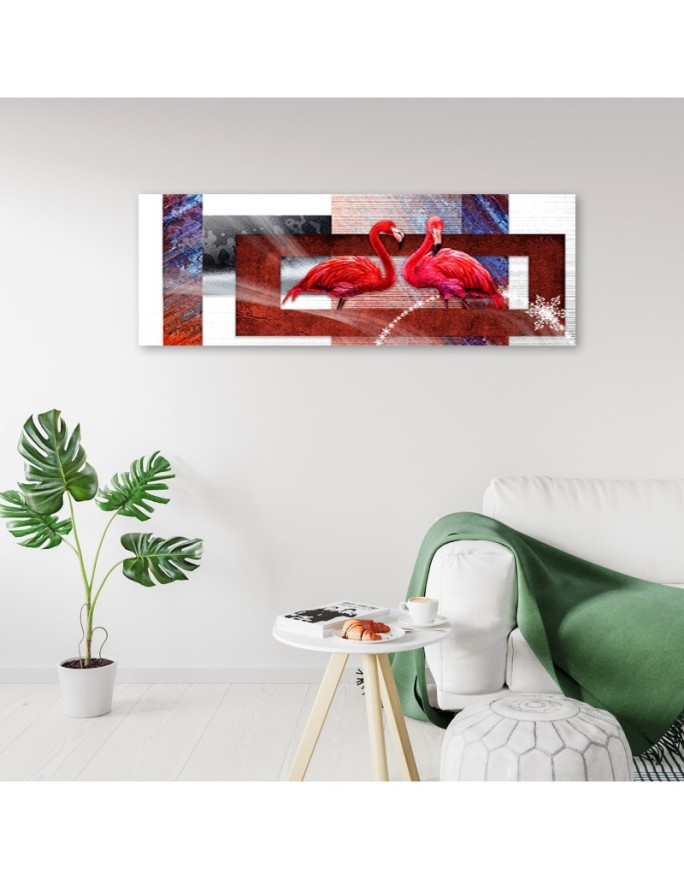 Canvas print for the wall - Two red flamingos | FEEBY
