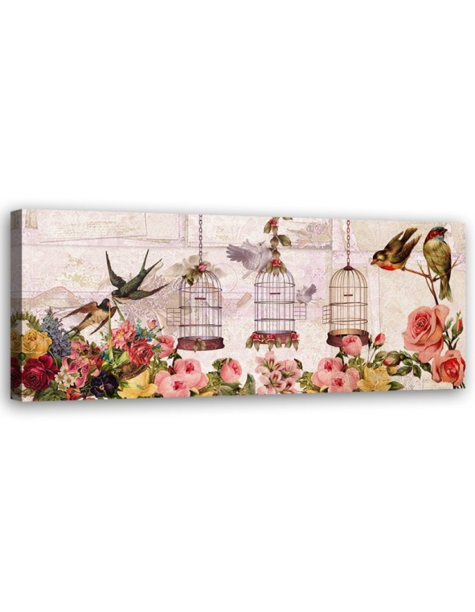 Canvas print Birds and flowers