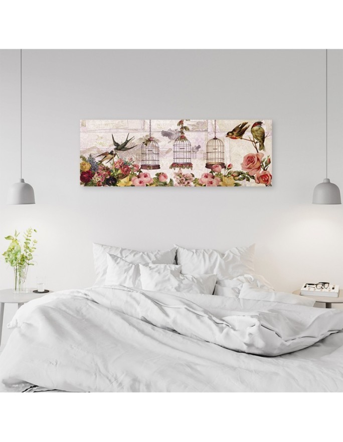 Bedroom wall painting - Birds and flowers | FEEBY