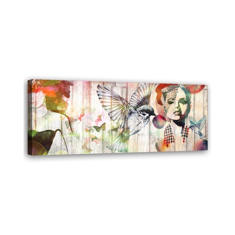 Canvas print - Woman birds and butterflies | FEEBY