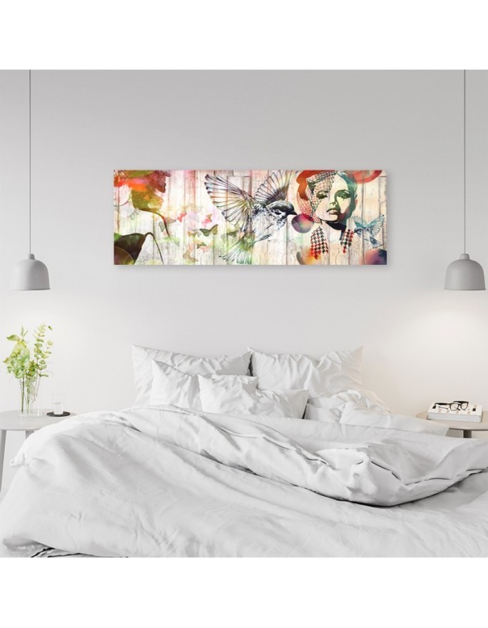 Canvas print - Woman birds and butterflies | FEEBY