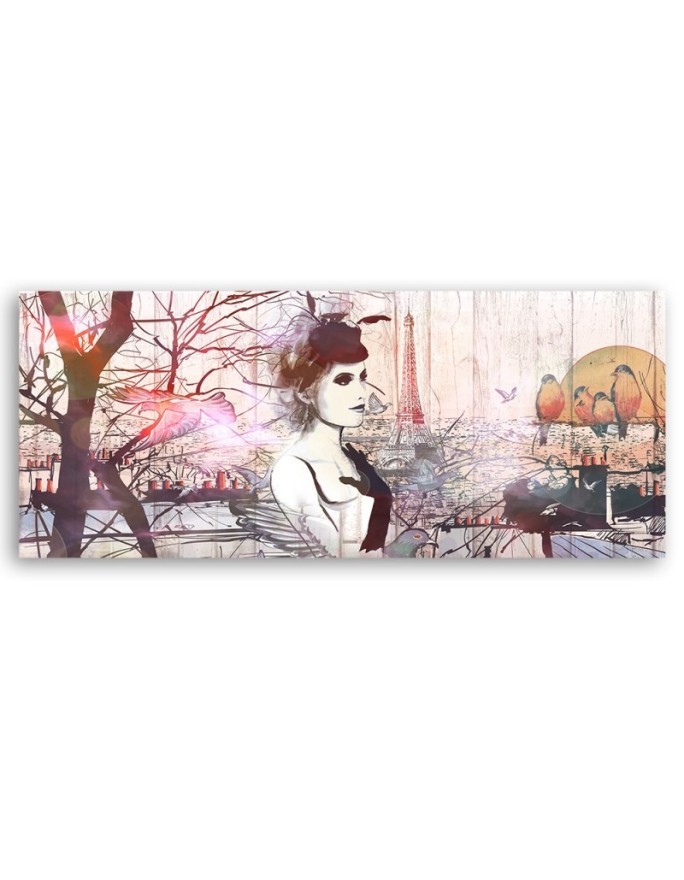 Decorative painting for wall - Woman Eiffel Tower | FEEBY