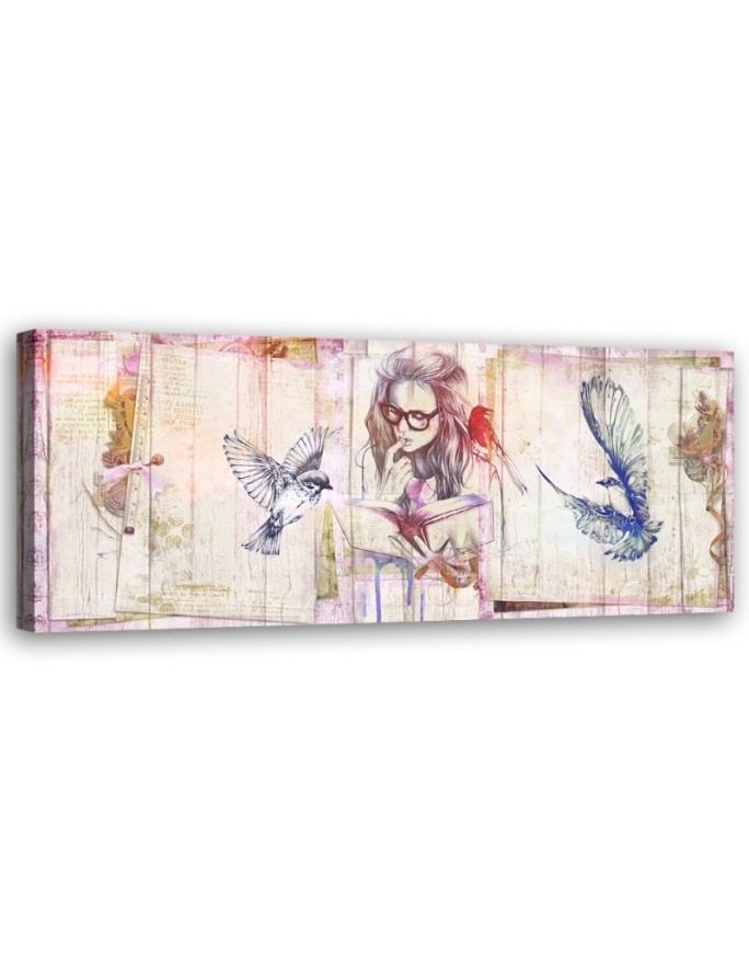 Canvas print for the living room - Girl with book | FEEBY