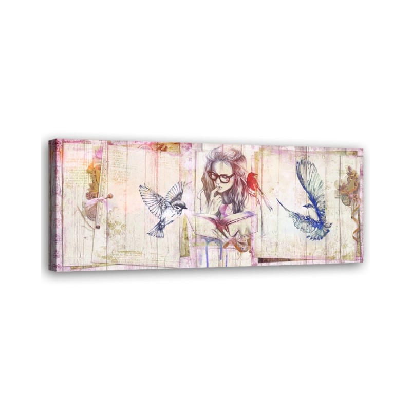 Canvas print for the living room - Girl with book | FEEBY