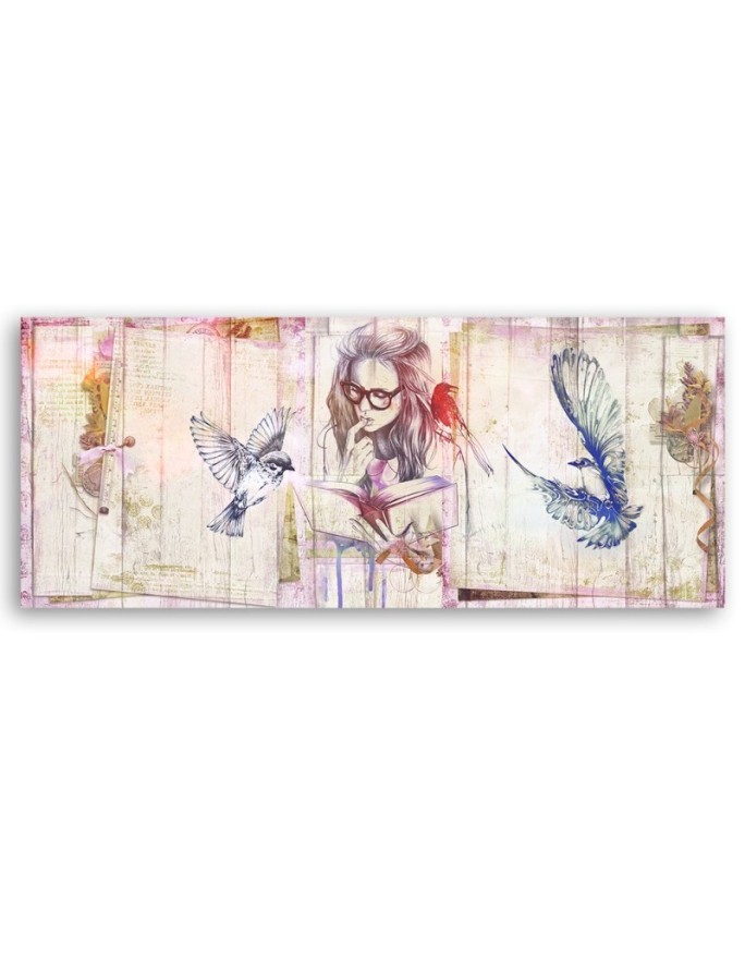 Canvas print for the living room - Girl with book | FEEBY