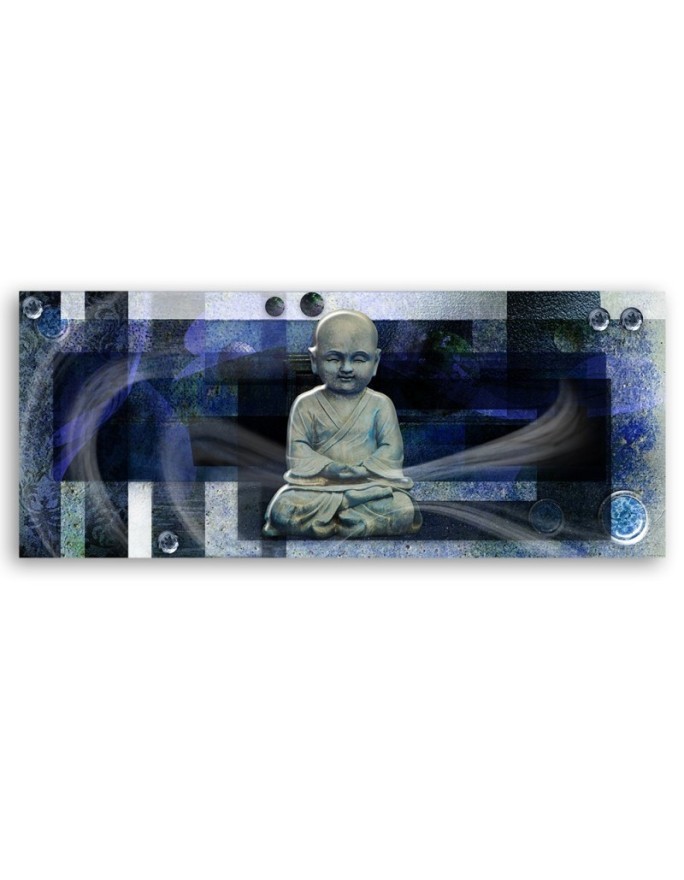 Wall painting for living room - Buddha on blue background | FEEBY