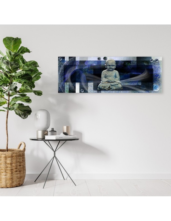 Wall painting for living room - Buddha on blue background | FEEBY