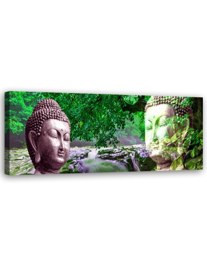 Bedroom wall painting - Buddha face in forest | FEEBY