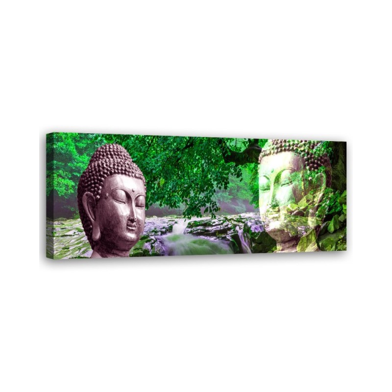 Bedroom wall painting - Buddha face in forest | FEEBY