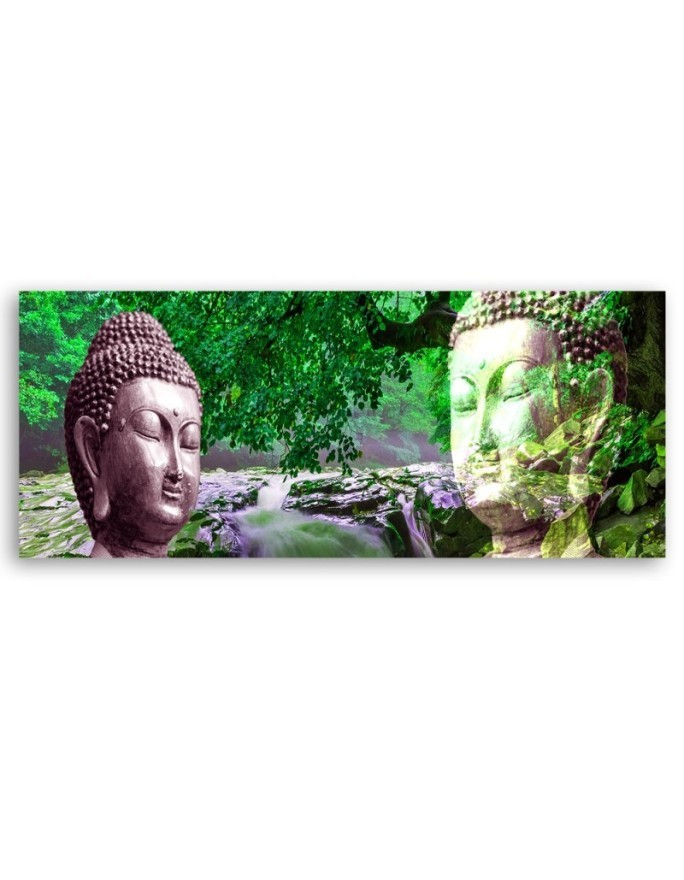 Bedroom wall painting - Buddha face in forest | FEEBY