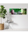 Bedroom wall painting - Buddha face in forest | FEEBY