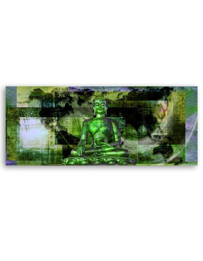 Canvas print for the living room - Green Buddha Statue | FEEBY