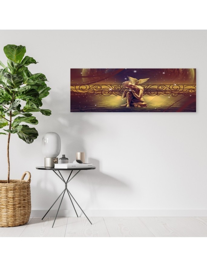 Canvas print for the wall - Gold Buddha and bird | FEEBY