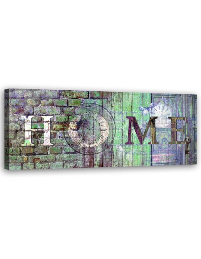 Canvas painting - Green wall Home inscription | FEEBY