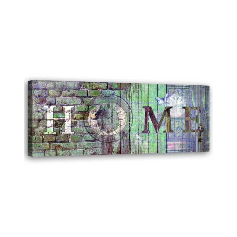 Canvas painting - Green wall Home inscription | FEEBY