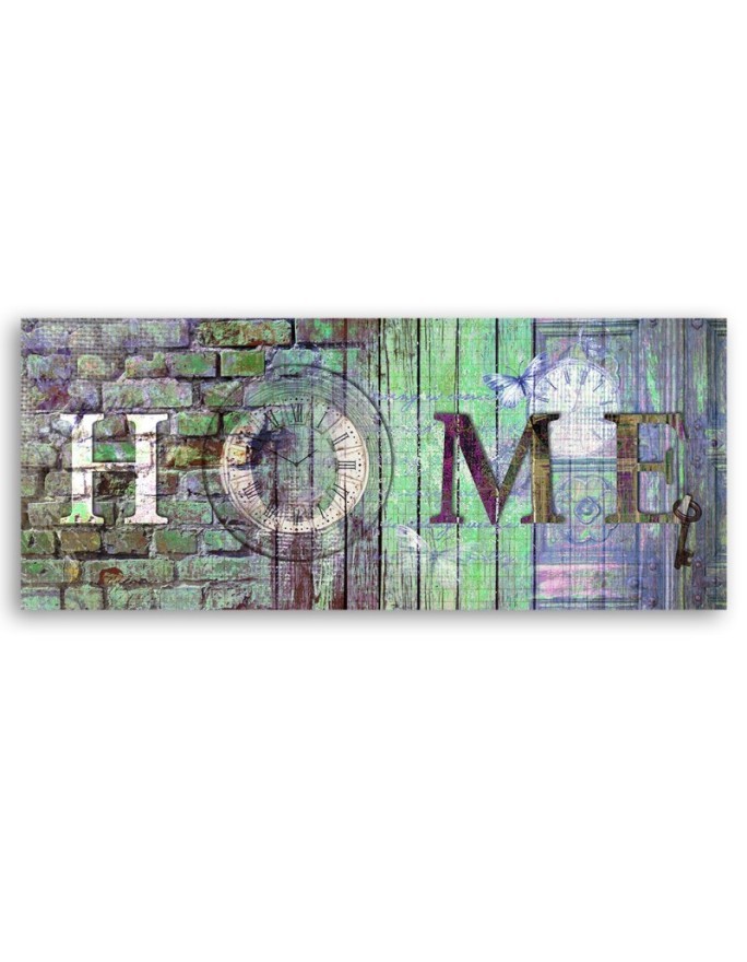 Canvas painting - Green wall Home inscription | FEEBY
