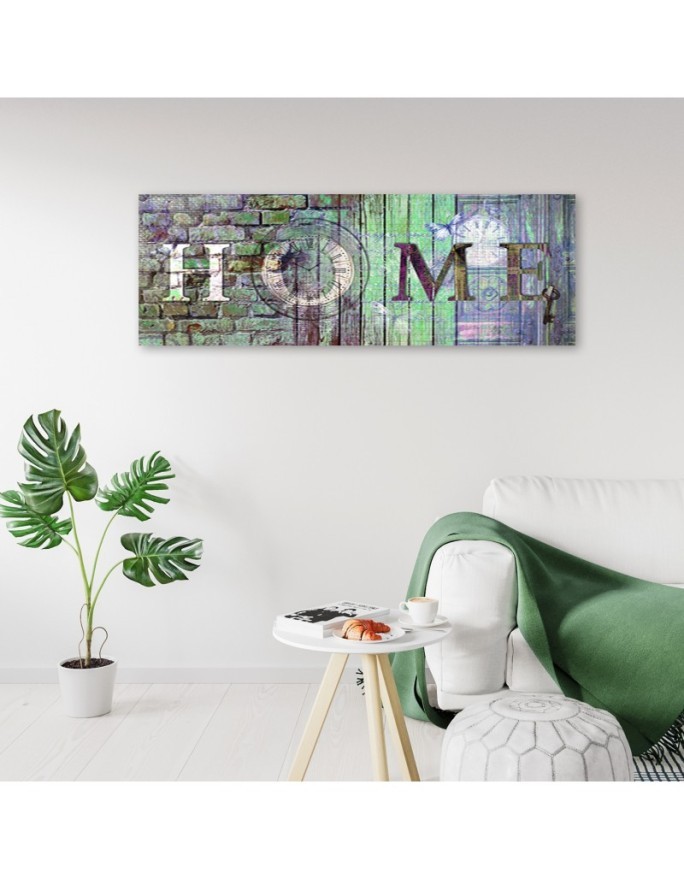 Canvas painting - Green wall Home inscription | FEEBY