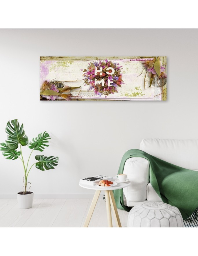 Canvas print for room - Home inscription with flowers | FEEBY
